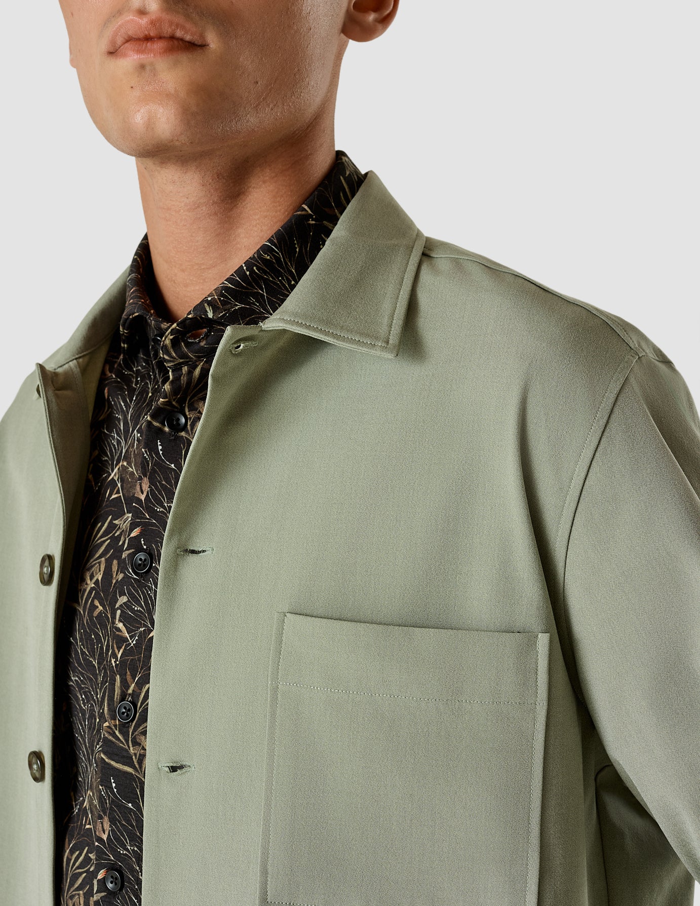 Tech Linen Overshirt Neutral Green
